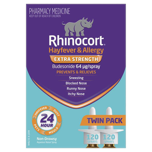 Rhinocort Extra Strength Hayfever & Allergy Nasal Spray 120 Sprays x 2 Pack - Ultimate Allergy Defense - Auzzi Store