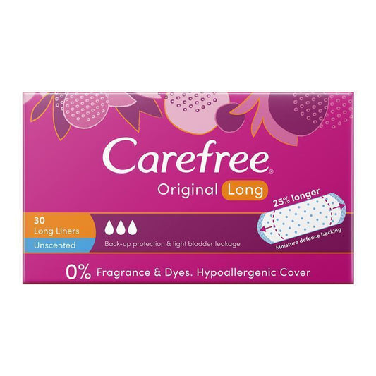 Carefree Longs Original Unscented Panty Liners - 30 Pack-Auzzi Store