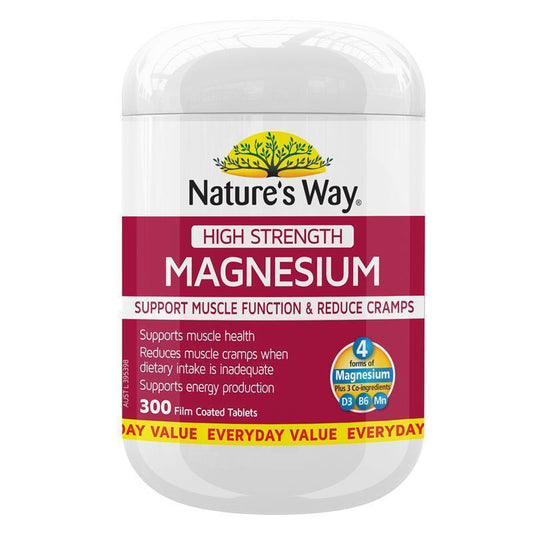 Nature's Way High Strength Magnesium 600mg with B6, D3 & Manganese - 300 Tablets
