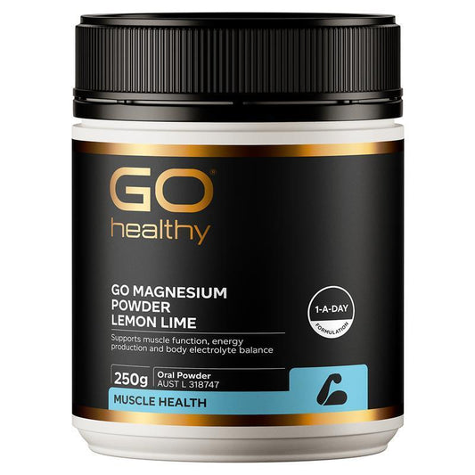 GO Healthy Magnesium Powder Lemon Lime 250g - Muscle Function & Energy - Auzzi Store