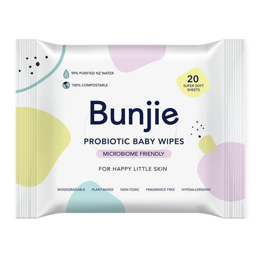 Bunjie Travel Pack Baby Wipes 20 Pack - Eco-Friendly & Gentle