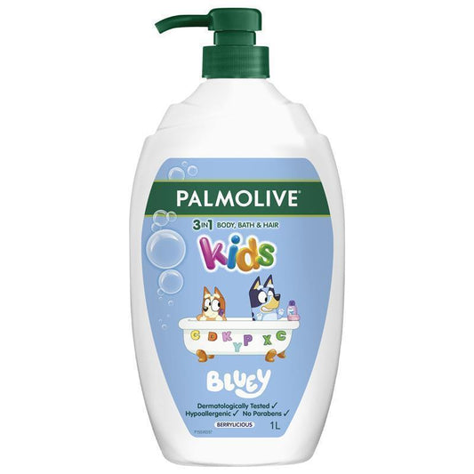 Palmolive Kids Bluey 3 in 1 Berrylicious Body Bath & Hair 1 Litre - Gentle & Fun