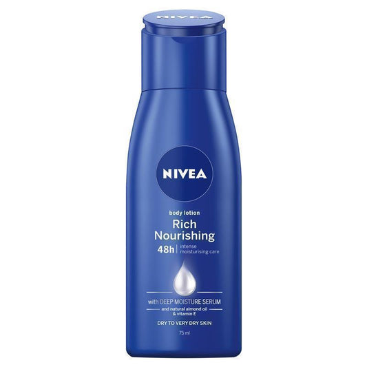 NIVEA Rich Nourishing Body Lotion Moisturiser 48H 75ml - Ultimate Hydration for Dry Skin-Auzzi Store