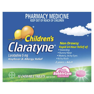 Claratyne Children's Bubblegum - 10 Chewable Tablets for Allergy Relief