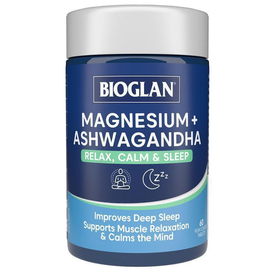 Bioglan Magnesium Glycinate & Ashwagandha Sleep Support 60 Tablets