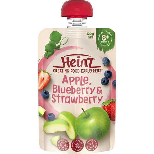 Heinz Apple, Blueberry & Strawberry Puree Pouch 120g (8m+)-Auzzi Store