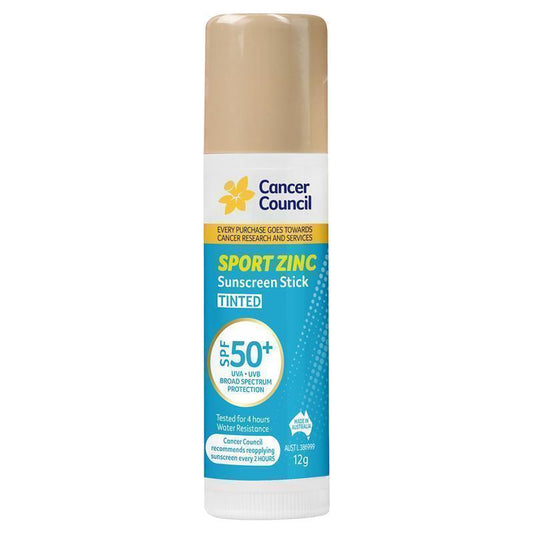 Cancer Council SPF 50+ Sport Zinc Stick Tinted 12g - Convenient Sun Protection