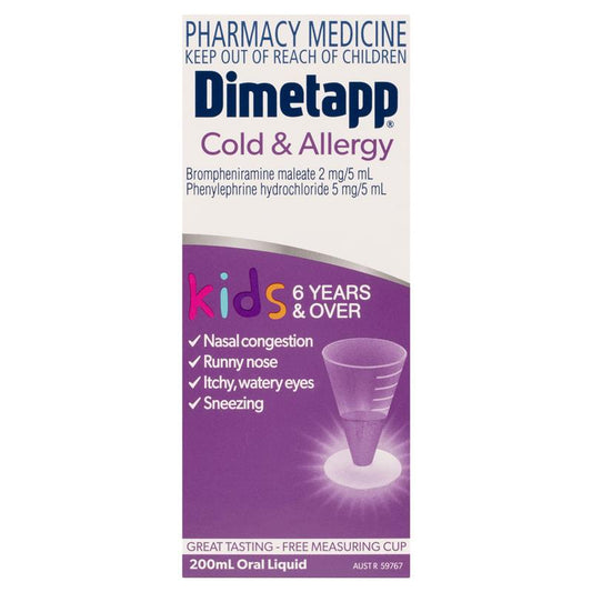 Dimetapp Cold and Allergy Relief 200mL - Sugar Free Grape Flavor-Auzzi Store