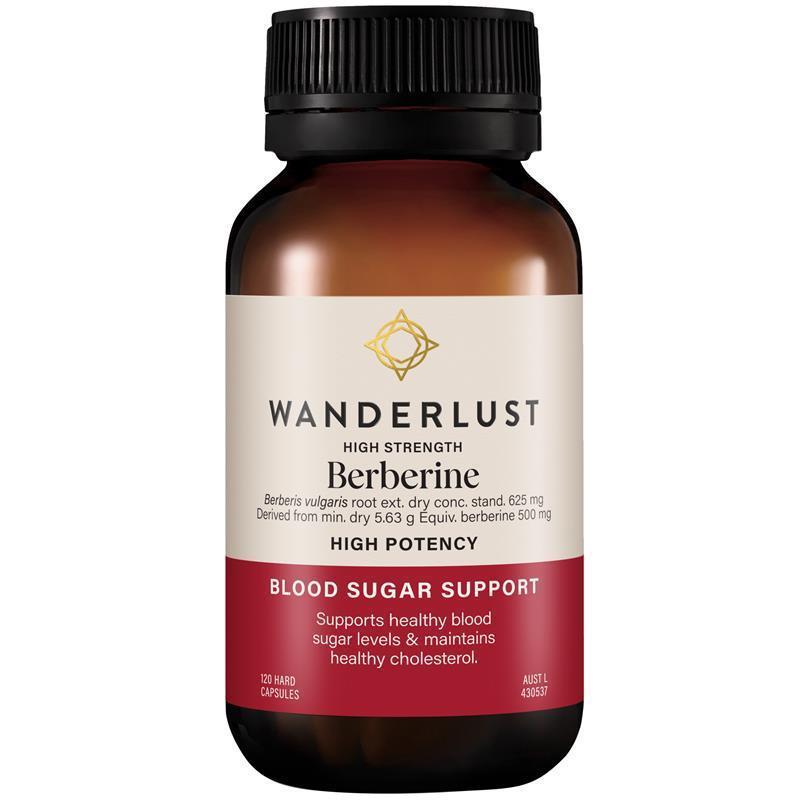 Wanderlust Berberine 500mg, 120 Vegan Capsules for Blood Sugar Support