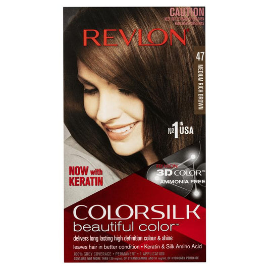 Revlon ColorSilk 47 Medium Rich Brown - Ammonia-Free Hair Color-Auzzi Store