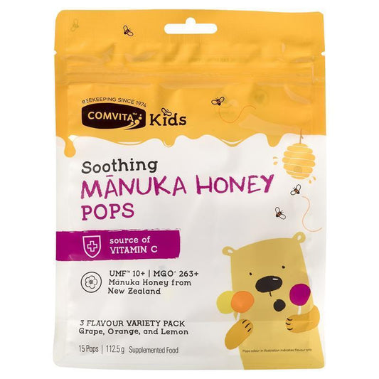 Comvita Children's Lollipops Assorted Flavours 15 Pack - Soothing Manuka Honey Pops