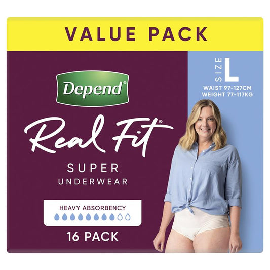 Depend Real Fit Women’s Underwear - Super Large, 16 Pack - Auzzi Store