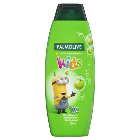 Palmolive Kids 3 in 1 Hypoallergenic Shampoo, Conditioner & Bodywash Happy Apple 350mL - Gentle Cleansing for Kids-Auzzi Store