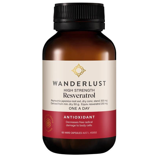 Wanderlust Resveratrol 60 Vegan Capsules - High Strength Antioxidant