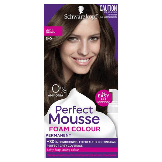 Schwarzkopf Perfect Mousse 6-0 Light Brown Hair Color-Auzzi Store