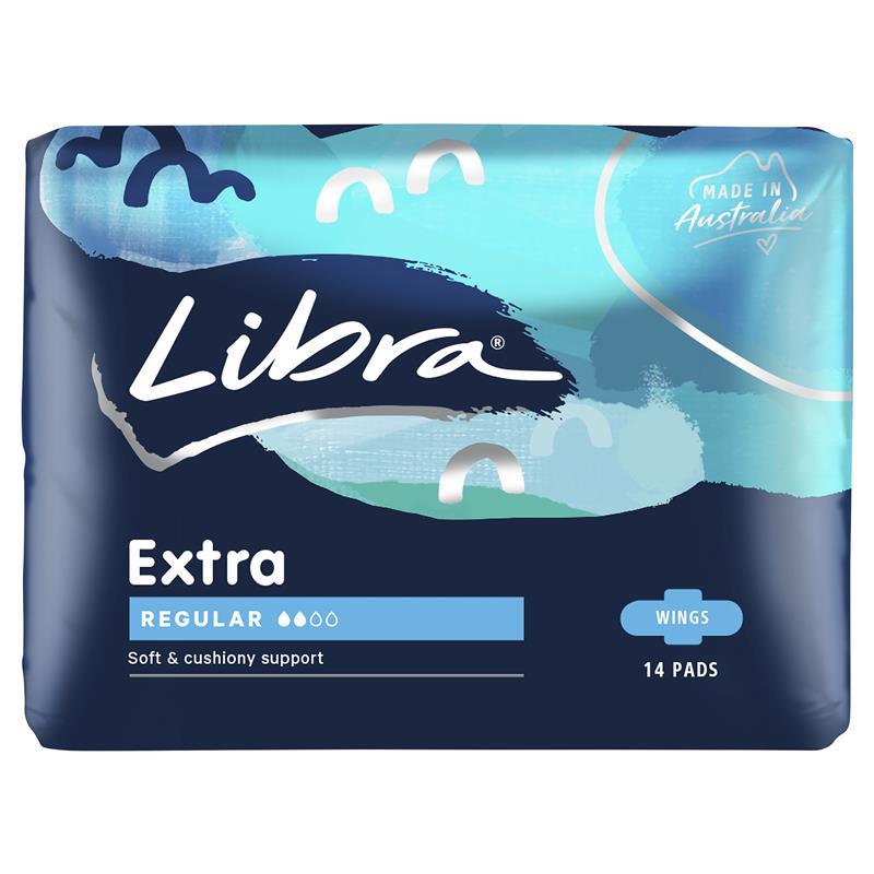 Libra Extra Regular Menstrual Pads with Wings, 14 Count