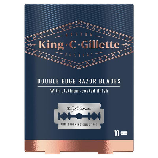 King C Gillette Platinum Stainless Steel Safety Razor Blades - 10 Blades