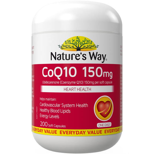 Nature's Way CoQ10 150mg - 200 Soft Capsules for Heart & Energy - Auzzistore