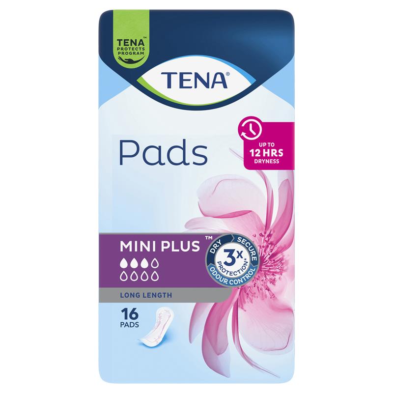 TENA Ultrathin Mini Plus Incontinence Pads 16-Pads– Triple Protection