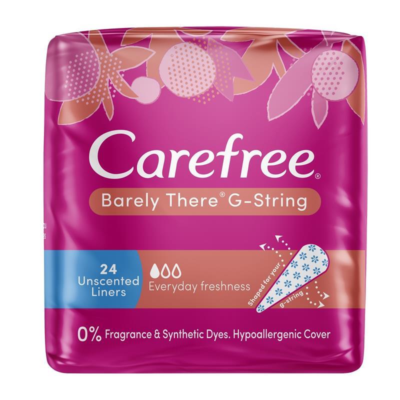 Carefree Barely There G-String Unscented Panty Liners - 24 Pack for Ultimate Comfort - Auzzi Store