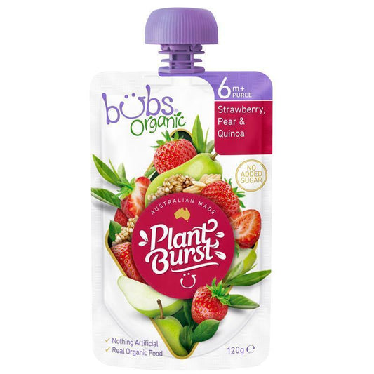 Bubs Organic Strawberry Pear & Quinoa Puree 6 Months+ 120g - Auzzi Store