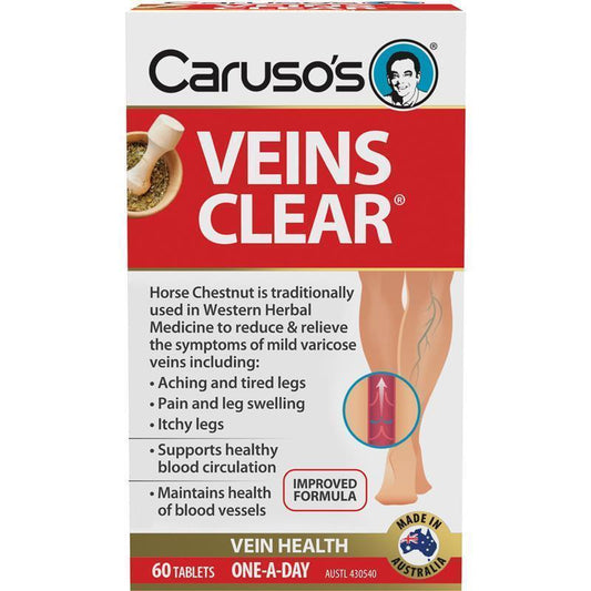 Caruso's Veins Clear – Horse Chestnut for Varicose Veins, 60 Tablets