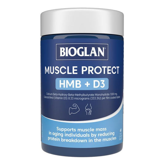 Bioglan Muscle Protect HMB + D3 - 60 Tablets for Enhanced Muscle Strength