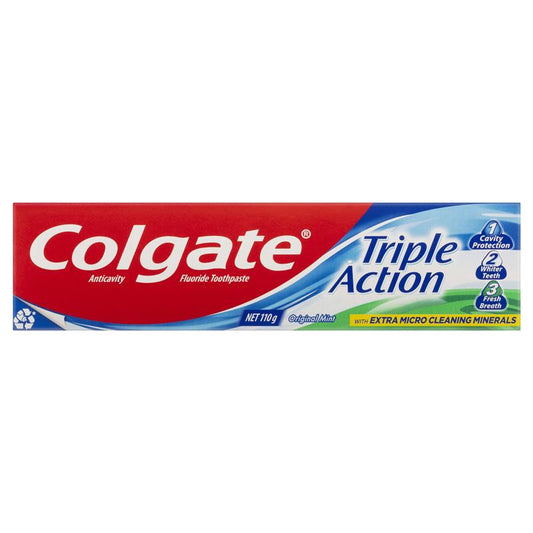 Colgate Triple Action Cavity Protection Fluoride Toothpaste Original Mint 110g-Auzzi Store