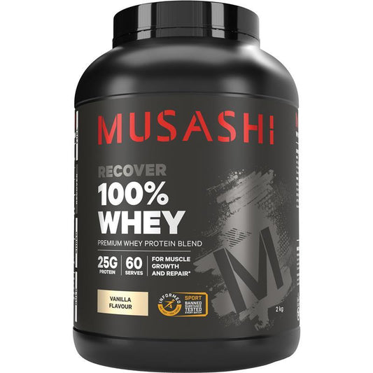 Musashi 100% Whey Protein Vanilla 2kg - Premium Low Carb Protein - Auzzi Store