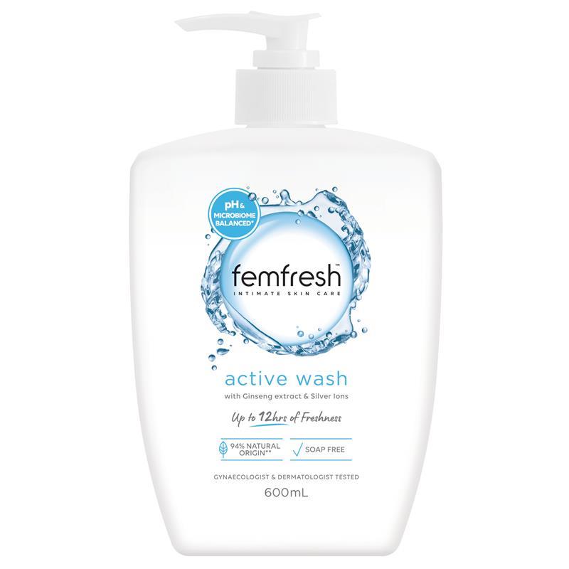Femfresh Intimate Wash 600mL, pH Balanced, 94% Natural, Daily Use