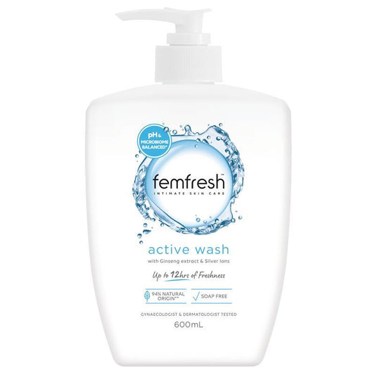 Femfresh Intimate Wash 600mL, pH Balanced, 94% Natural, Daily Use