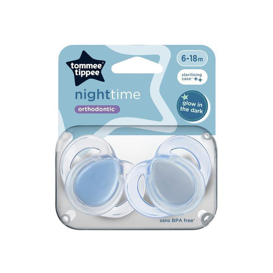 Tommee Tippee Night Time Soothers (6-18M) - Pack of 2 with Steriliser Box-Auzzi Store