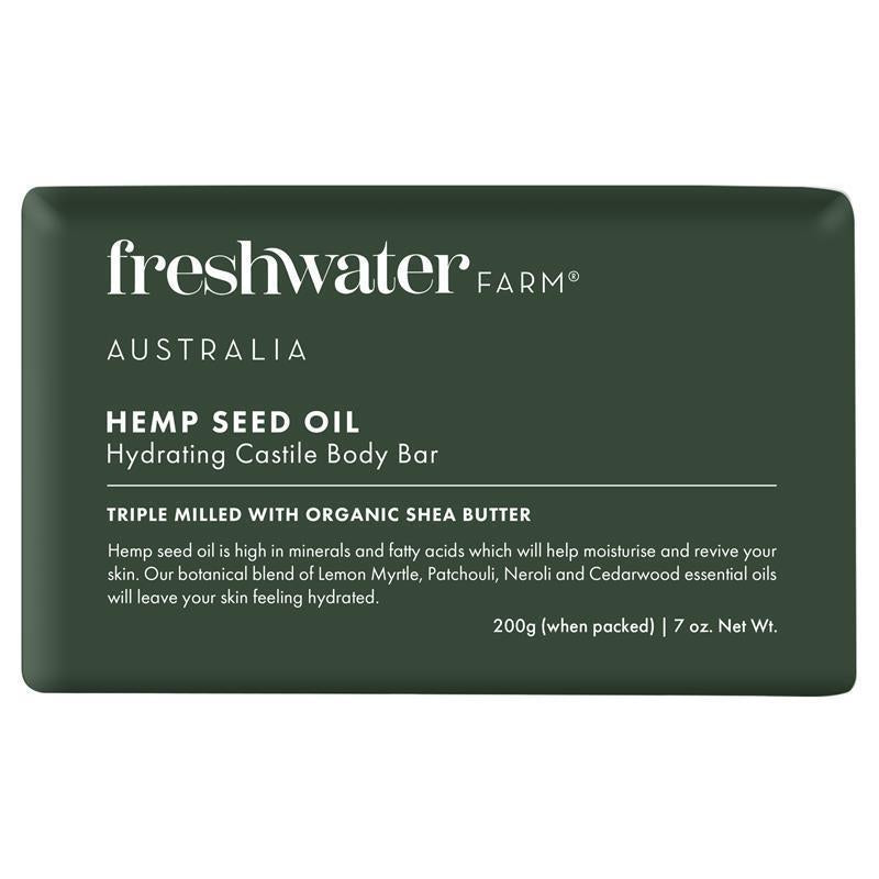 Freshwater Farm Hemp Body Bar 200g – Hydrating Olive & Shea Butter, Triple-Milled
