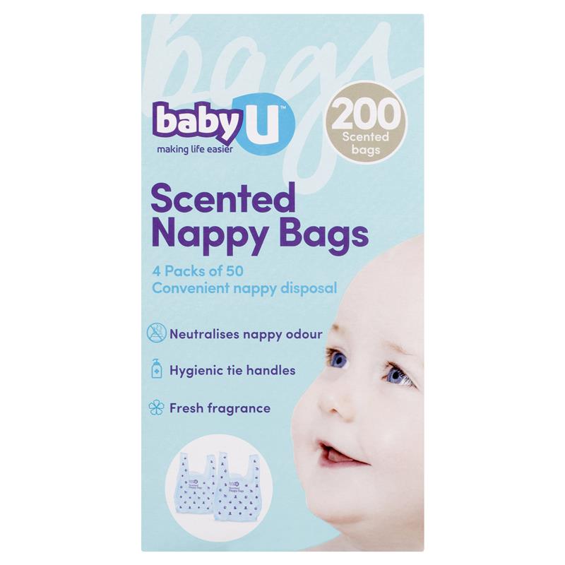 Baby U Scented Nappy Bags - 200 Pack for Convenient Disposal-Auzzi Store