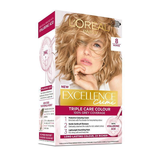 L'Oreal Excellence Creme 8 Blonde Hair Colour - 1 Unit - Auzzi Store