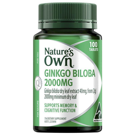 Nature's Own Ginkgo Biloba 2000mg 100 Tablets - Support Memory & Circulation-Auzzi Store