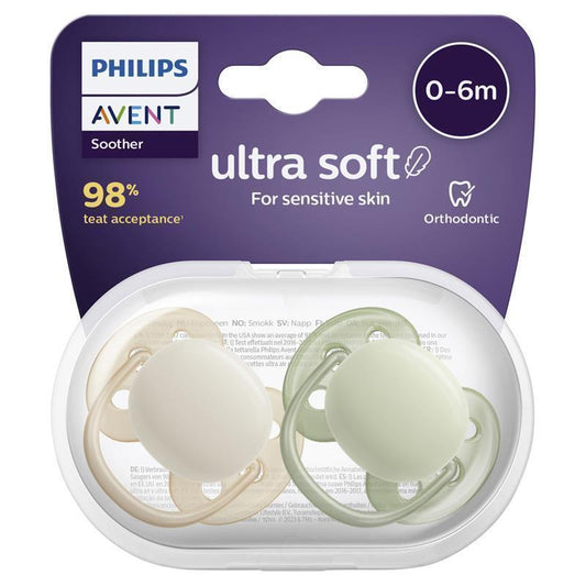 Avent Ultra Soft Soother Neutral 0 - 6 Months 2 Pack - Gentle Care for Your Baby - Auzzistore