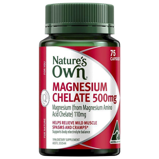 Nature's Own Magnesium Chelate 500mg Dietary Supplement – 75 Capsules