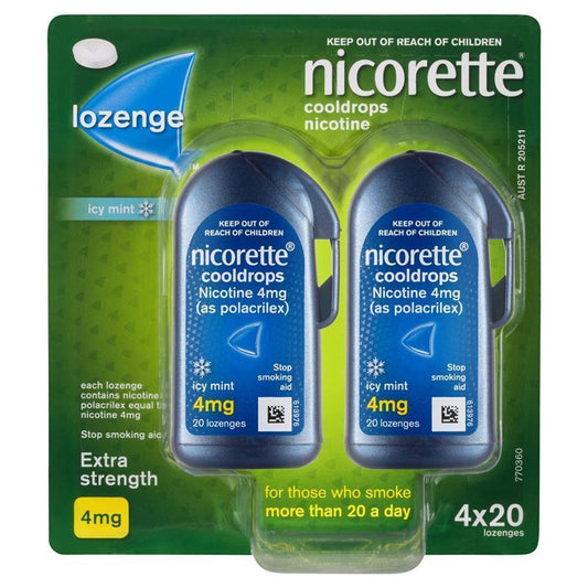 Nicorette Extra Strength Icy Mint Nicotine Lozenge - 4 x 20 Pack-Auzzi Store