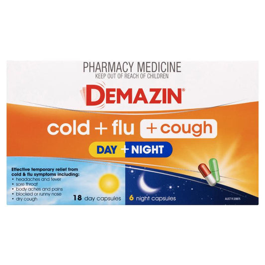 Demazin Cold + Flu + Cough Day + Night 24 Capsules - Fast Relief – view 2