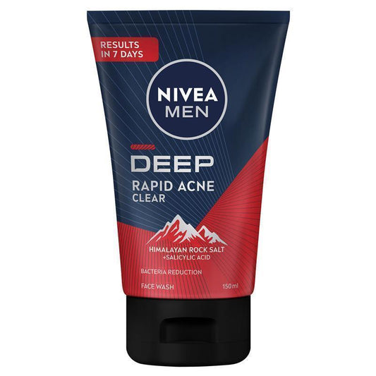 NIVEA MEN Face Wash Deep Rapid Acne Clear 150ml - Target Acne Effectively