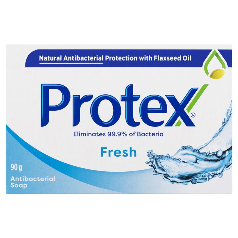 Protex Fresh Antibacterial Bar Soap 90g – 99.9% Bacteria Protection, Flaxseed Oil
