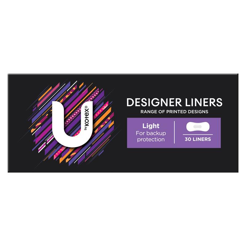 U by Kotex Designer Protect Liners – 30 Liners, Breathable & Absorbent