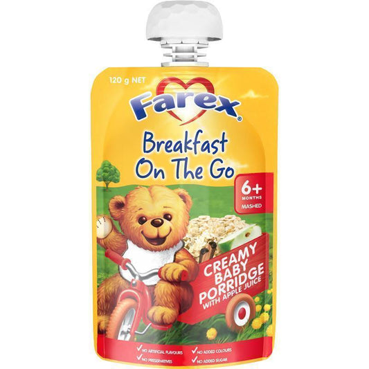 Farex Breakfast On The Go Baby Porridge 6 months+ 120g Pouch - Creamy and Convenient Breakfast-Auzzi Store