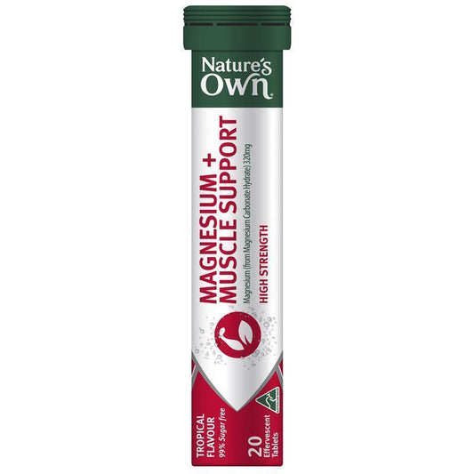 Nature's Own Magnesium + Muscle Support Effervescent 320mg, 20 Tablets