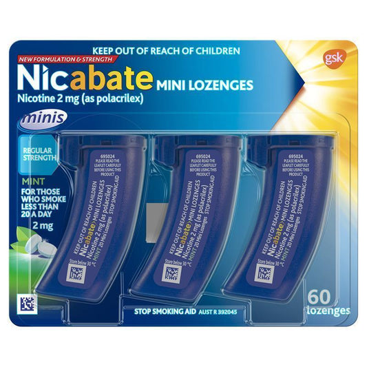 Nicabate Mini Lozenges 2mg - 60 Pack for Effective Craving Relief