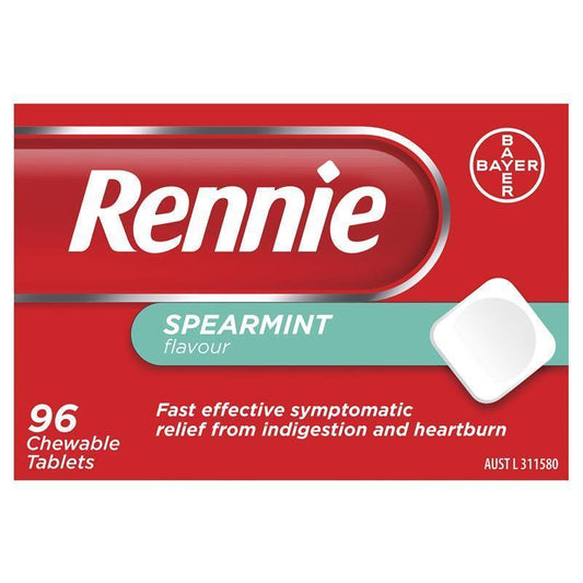 Rennie Indigestion and Heartburn Relief - Spearmint Flavor, 96 Chewable Tablets-Auzzi Store