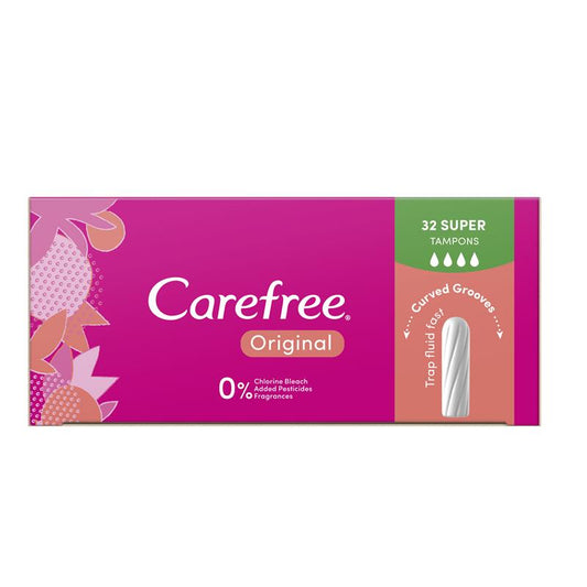 Carefree Original Fragrance Free Super Tampons 32 Pack - Ultimate Protection for Heavy Flow-Auzzi Store