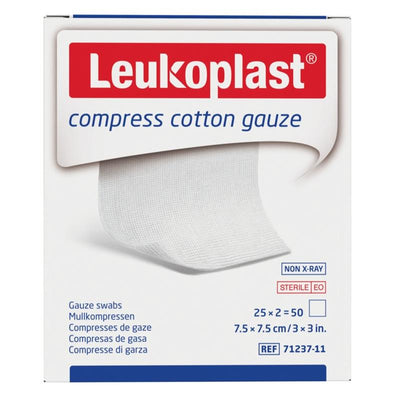 Leukoplast Compress Cotton Gauze - 7.5 x 7.5cm, 50 Pack