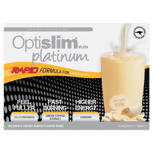 Optislim VLCD Platinum Banana Shake 21x25g Sachets - Delicious Weight Loss Solution-Auzzi Store